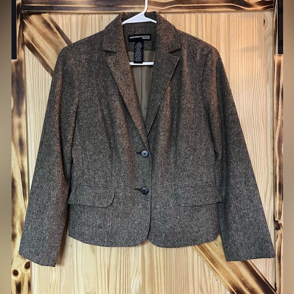 EUC Tweed Career Jacket Brown 8P
